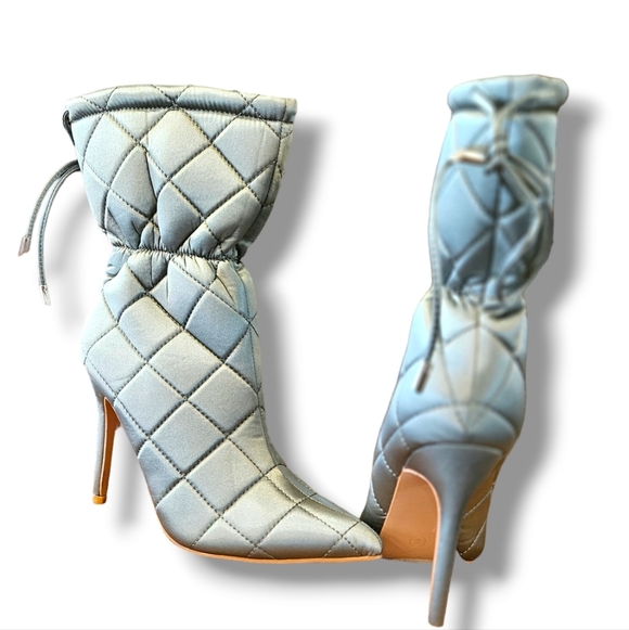 Women's satin quilted ankle boots - Picture 3 of 3